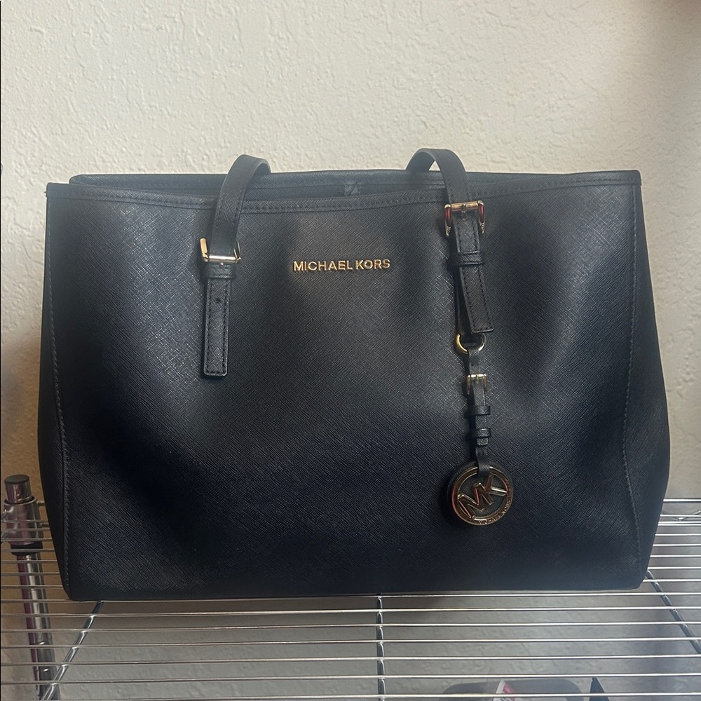 Michael Kors Black Tote with Gold Accents